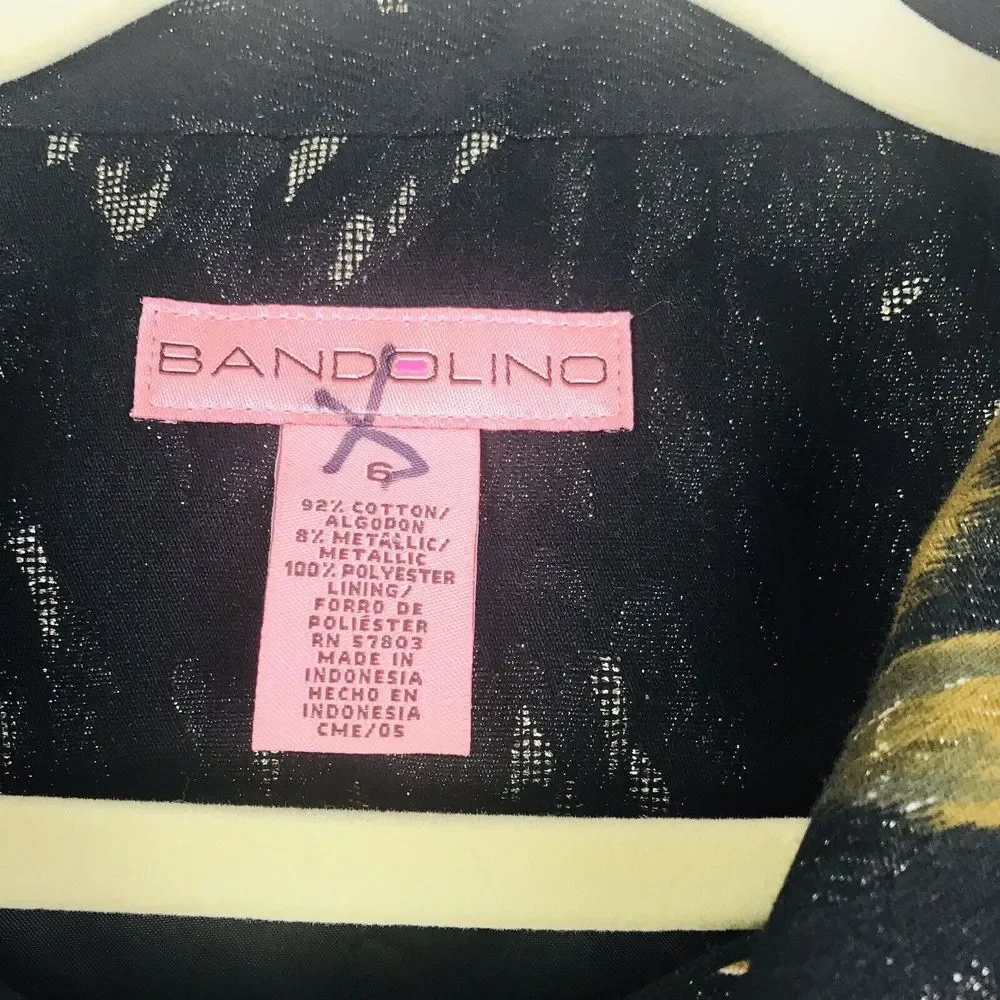 Bandolino Women's Black Gold Floral Shimmer Button‎ Front Jacket Size 6